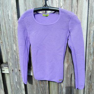 Versace Jeans scoop neck ribbed knit purple top